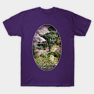 wildflowers over cliff edge Johnston's Ridge oval T-Shirt